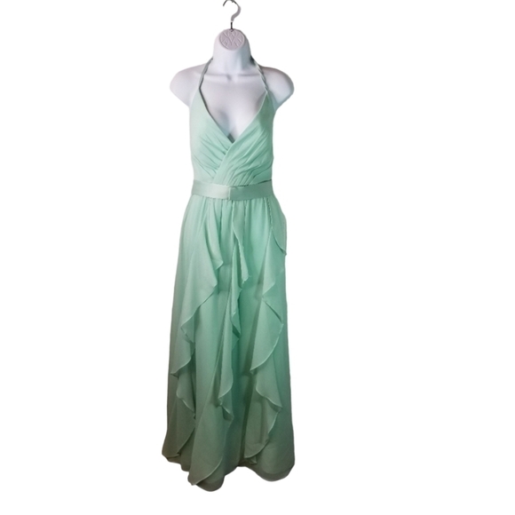 Vera Wang White mint green maxi formal gown - Picture 2 of 13